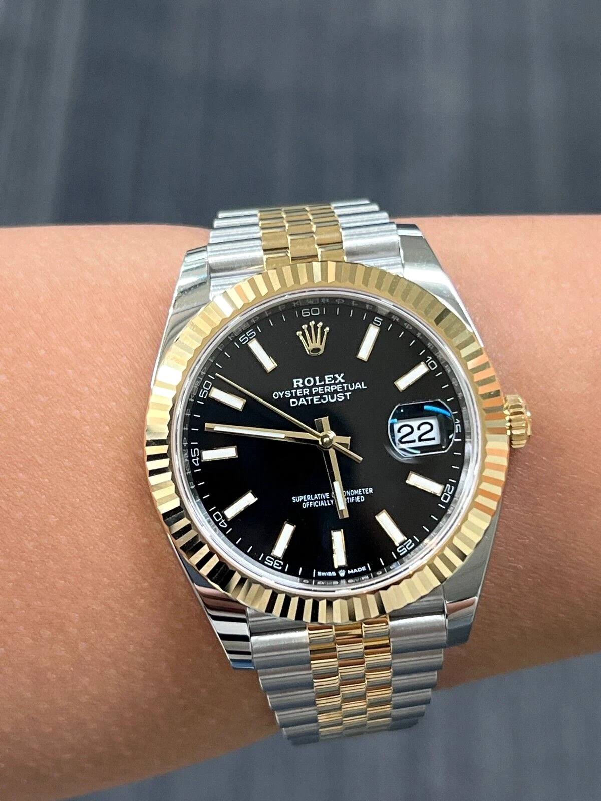 Rolex Datejust 41mm Steel & Yellow Gold Black Dial Jubilee